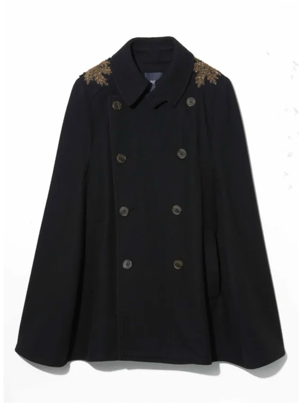 Gryphon New York Sherlock Cape Wool Cashmere Embellished Black Coat S